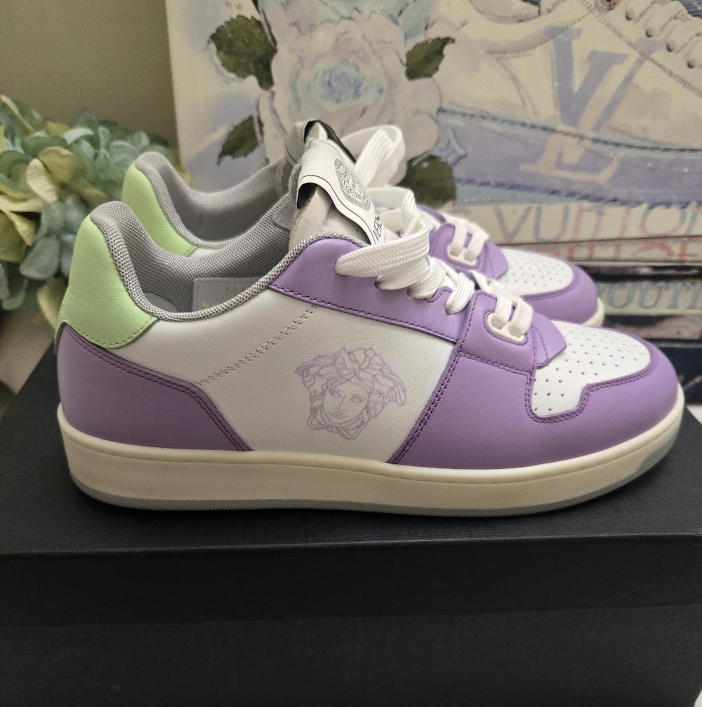 Versace Medusa Insignia Leather Sneakers W Box Women Size 9.5 Men 8 - Picture 15 of 15